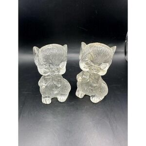 Vintage 60-70s Clear Acrylic Mouse w/Bow Tie Salt & Pepper Shakers Hong Kong